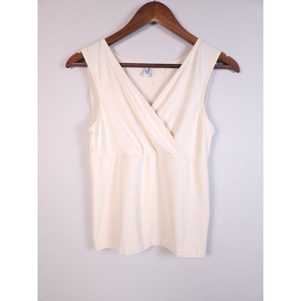 Wolford Tank Top Light Ivory Medium Basic Wrap Bust Slim Sleeveless Stretch